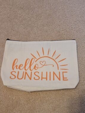 Cream and Black Canvas Zip Pouch with Cheerful Print